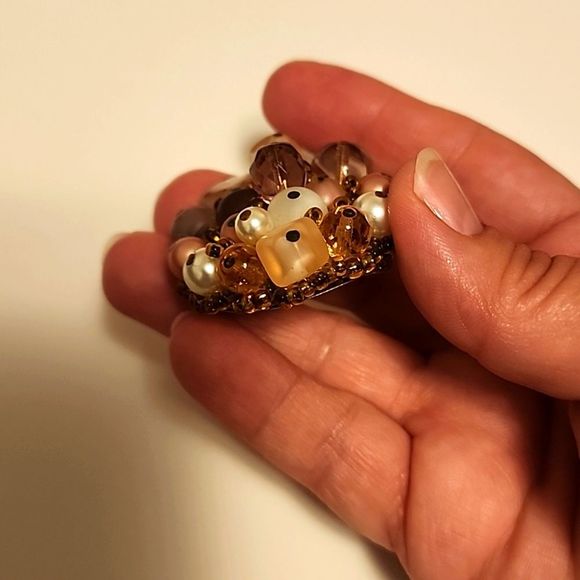 West Germany Vintage chunky beaded brooch - Picture 2 of 6